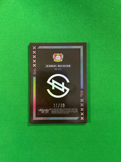 Jeanuël Belocian Numbered Parallel 11/99 - Ultimate Dropz Bayer 04 Leverkusen Supernova 2024 - back