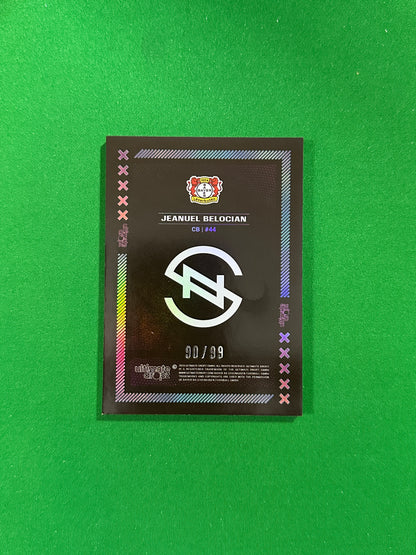 Jeanuël Belocian Numbered Parallel 90/99 - Ultimate Dropz Bayer 04 Leverkusen Supernova 2024 - back