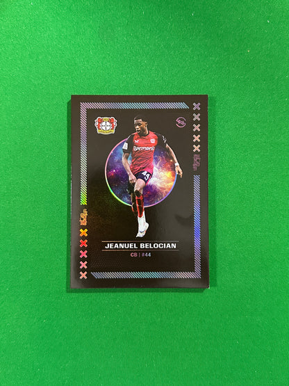 Jeanuël Belocian Numbered Parallel 90/99 - Ultimate Dropz Bayer 04 Leverkusen Supernova 2024 - front