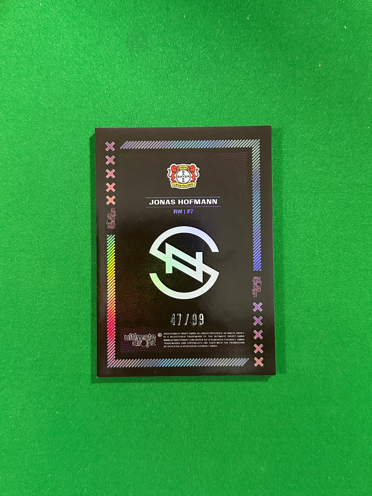 Jonas Hofmann Numbered Parallel 47/99 - Ultimate Dropz Bayer 04 Leverkusen Supernova 2024 - back