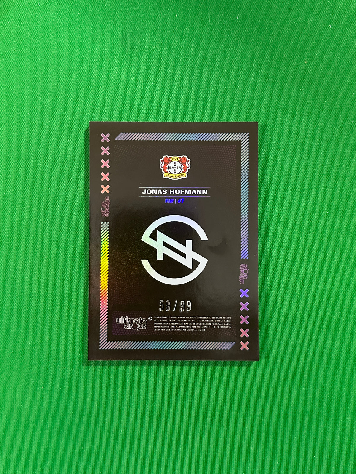 Jonas Hofmann Numbered Parallel 58/99 - Ultimate Dropz Bayer 04 Leverkusen Supernova 2024 - back