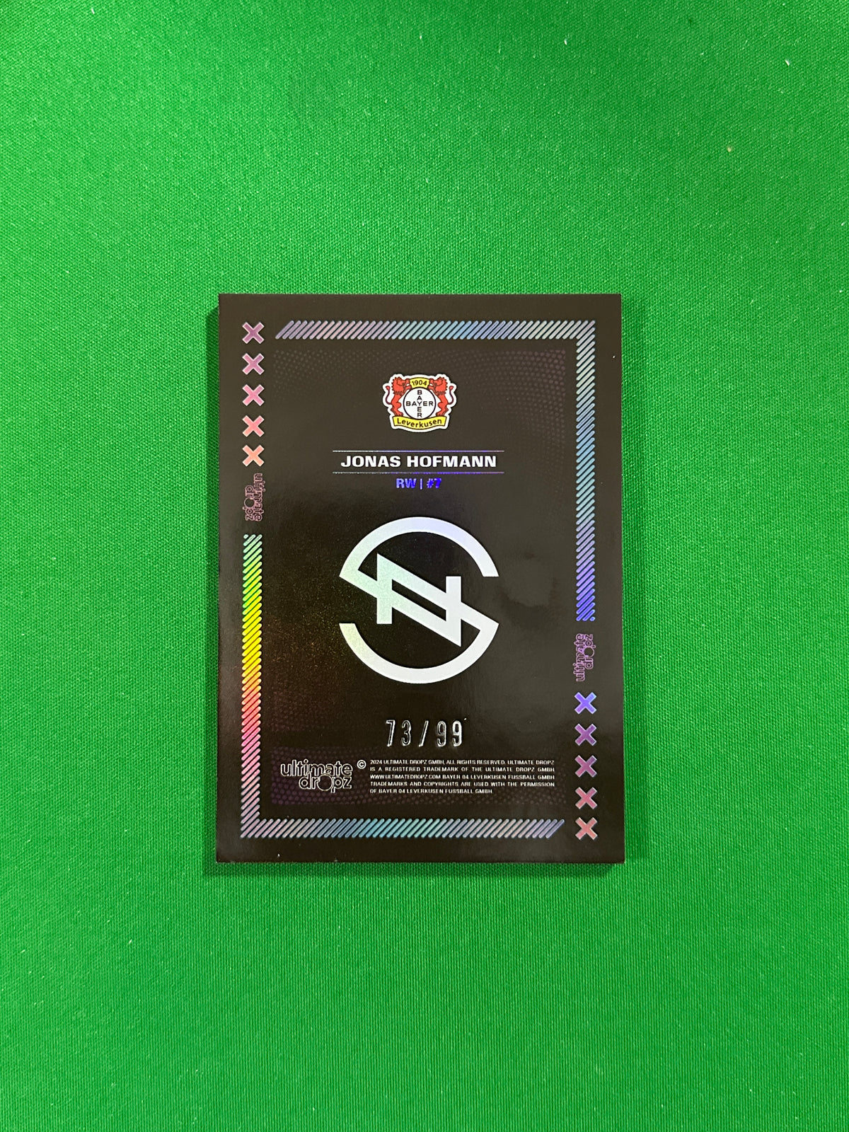 Jonas Hofmann Numbered Parallel 73/99 - Ultimate Dropz Bayer 04 Leverkusen Supernova 2024 - back