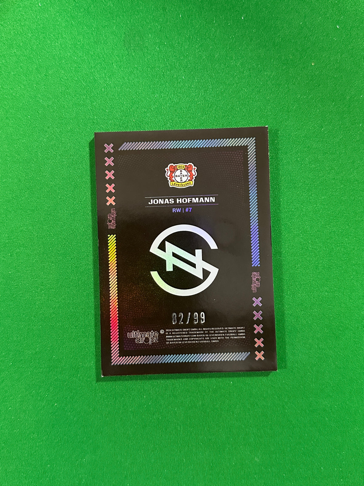 Jonas Hofmann Numbered Parallel 82/99 - Ultimate Dropz Bayer 04 Leverkusen Supernova 2024 - back