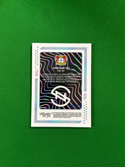 Jonathan Tah On-card Autograph 04/05 - Ultimate Dropz Bayer 04 Leverkusen Supernova 2024 - back