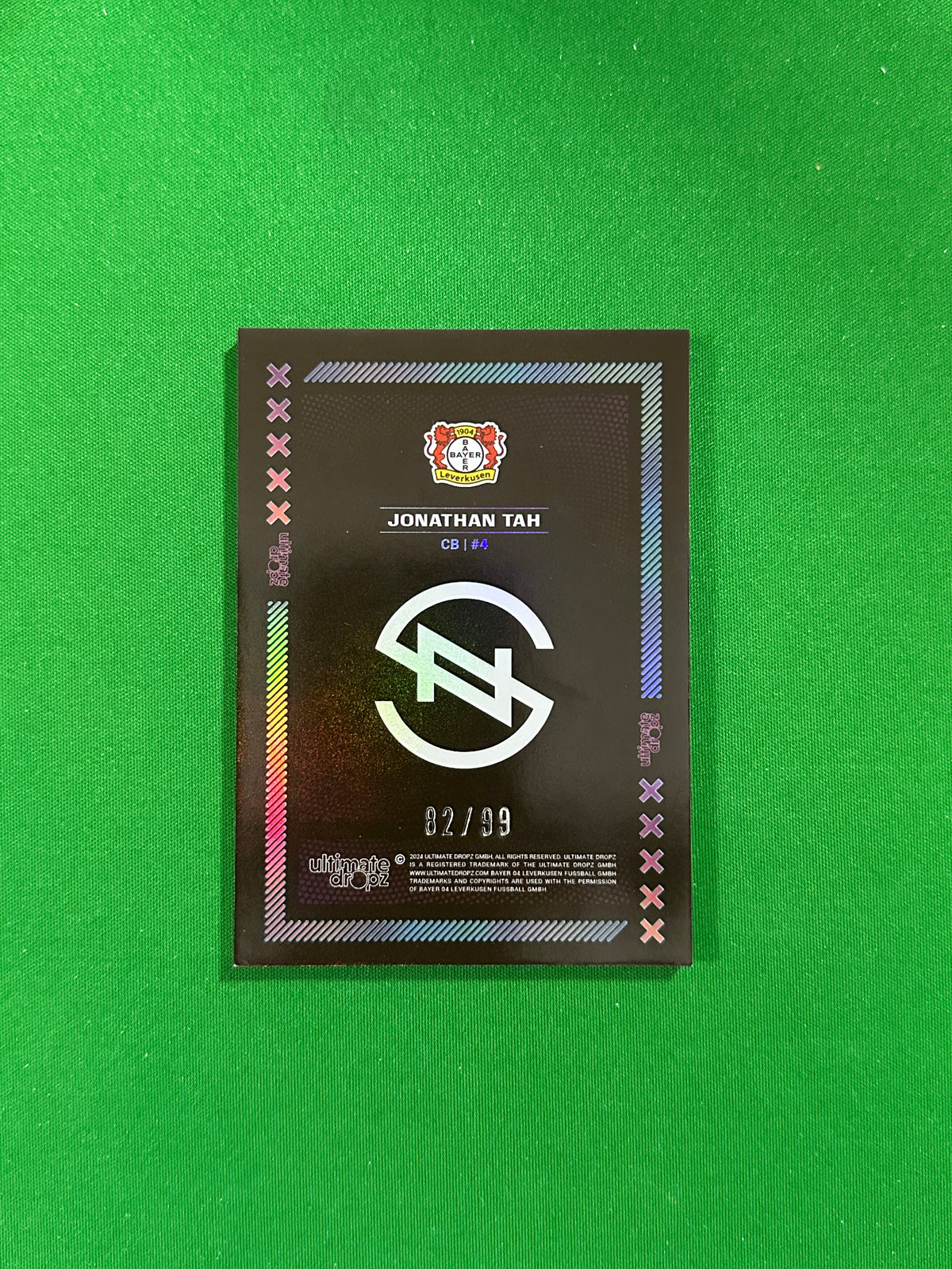 Jonathan Tah Numbered Parallel 82/99 - Ultimate Dropz Bayer 04 Leverkusen Supernova 2024 - back