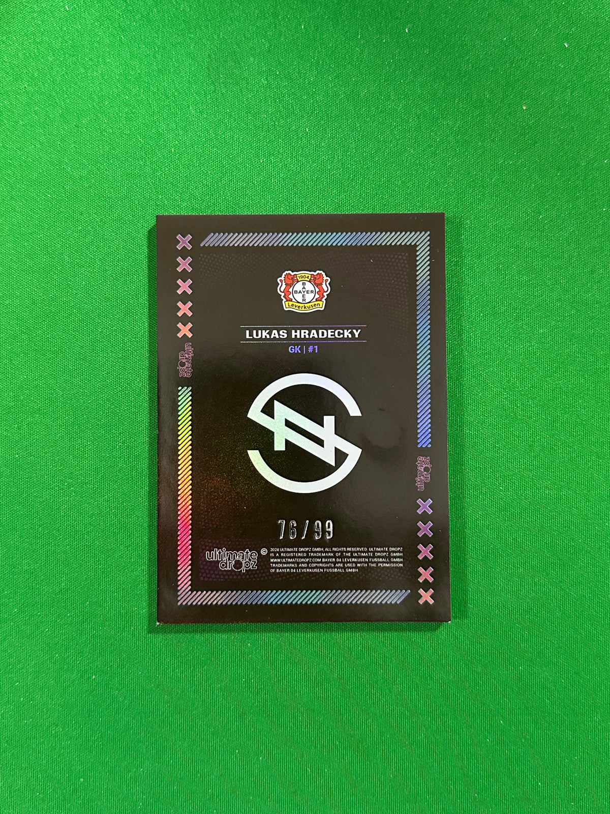 Lukas Hradecky Numbered Parallel 76/99 - Ultimate Dropz Bayer 04 Leverkusen Supernova 2024 - back