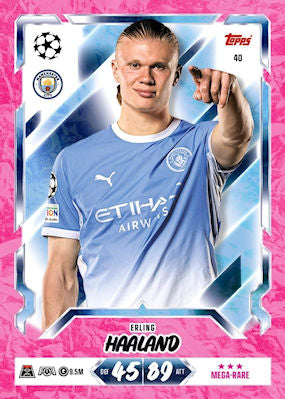 Erling Haaland — Mega Rare Pink Parallels card example from Topps Match Attax 2026/27