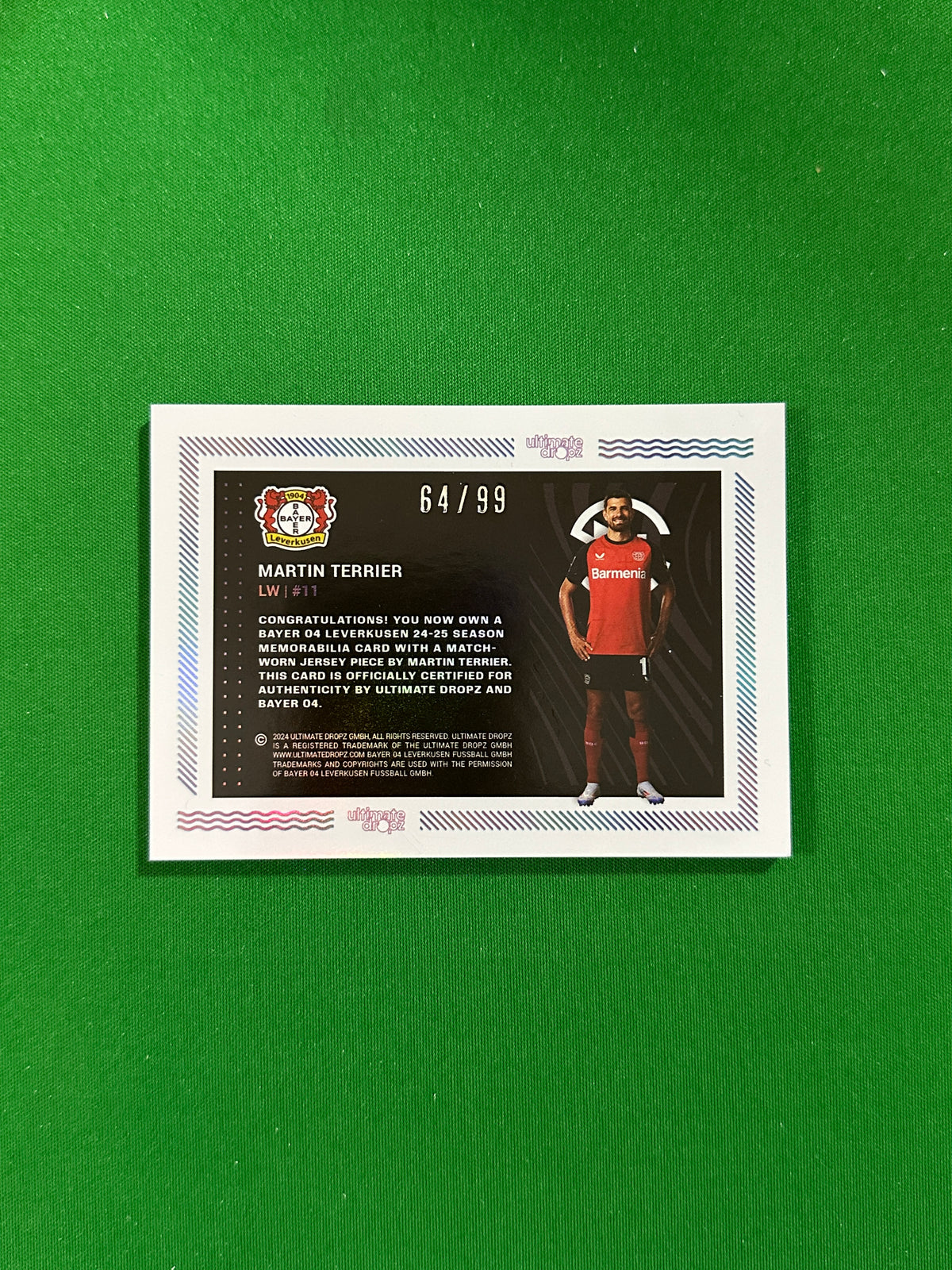 Martin Terrier Match-worn Patch 64/99 - Ultimate Dropz Bayer 04 Leverkusen Supernova 2024 - back