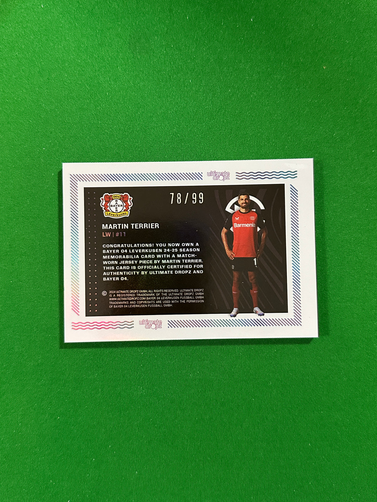 Martin Terrier Match-worn Patch 78/99 - Ultimate Dropz Bayer 04 Leverkusen Supernova 2024 - back