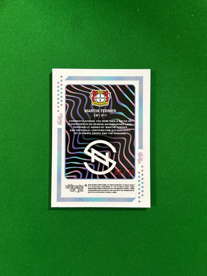 Martin Terrier On-card Autograph 06/10 - Ultimate Dropz Bayer 04 Leverkusen Supernova 2024 - back