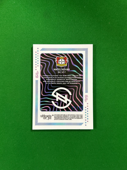 Matej Kovar On-card Autograph 02/05 - Ultimate Dropz Bayer 04 Leverkusen Supernova 2024 - back