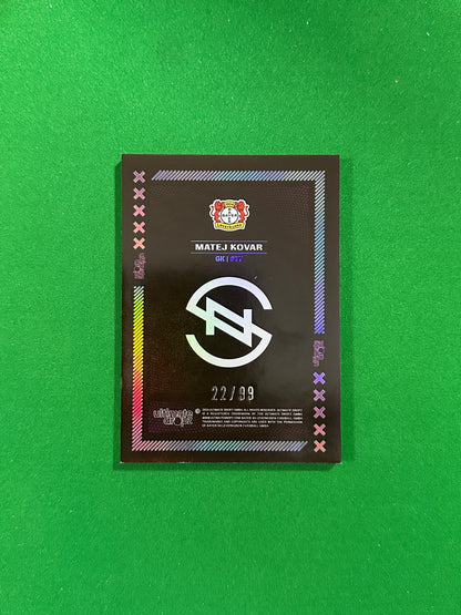 Matej Kovar Numbered Parallel 22/99 - Ultimate Dropz Bayer 04 Leverkusen Supernova 2024 - back