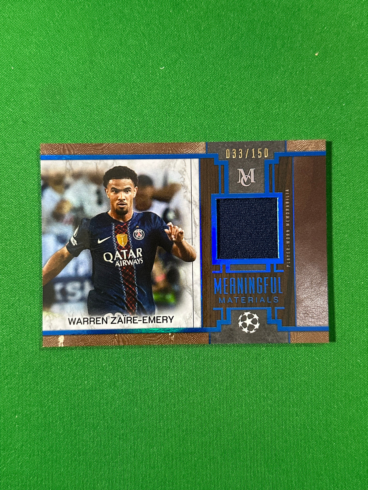 Warren Zaïre-Emery Topps Museum UEFA 2025/26 Meaningful Material Single Relic Sapphire 033/150 #MM-WZ — front