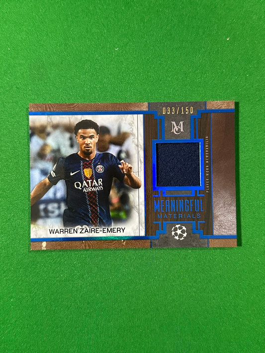 Warren Zaïre-Emery Topps Museum UEFA 2025/26 Meaningful Material Single Relic Sapphire 033/150 #MM-WZ — front