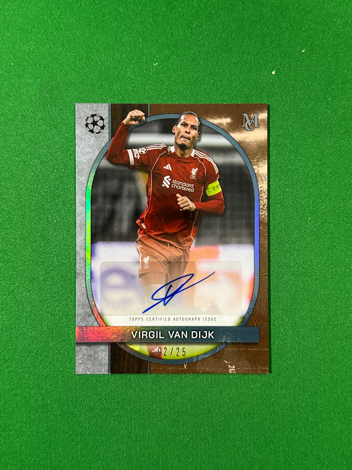 Virgil van Dijk Topps Museum UEFA 2025/26 Archival Autograph Blue Topaz 02/25 #AA-VD — front