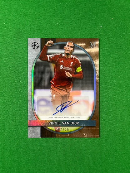 Virgil van Dijk Topps Museum UEFA 2025/26 Archival Autograph Blue Topaz 02/25 #AA-VD — front