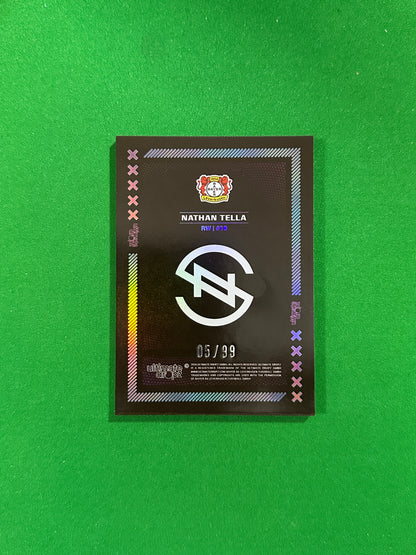 Nathan Tella Numbered Parallel 05/99 - Ultimate Dropz Bayer 04 Leverkusen Supernova 2024 - back