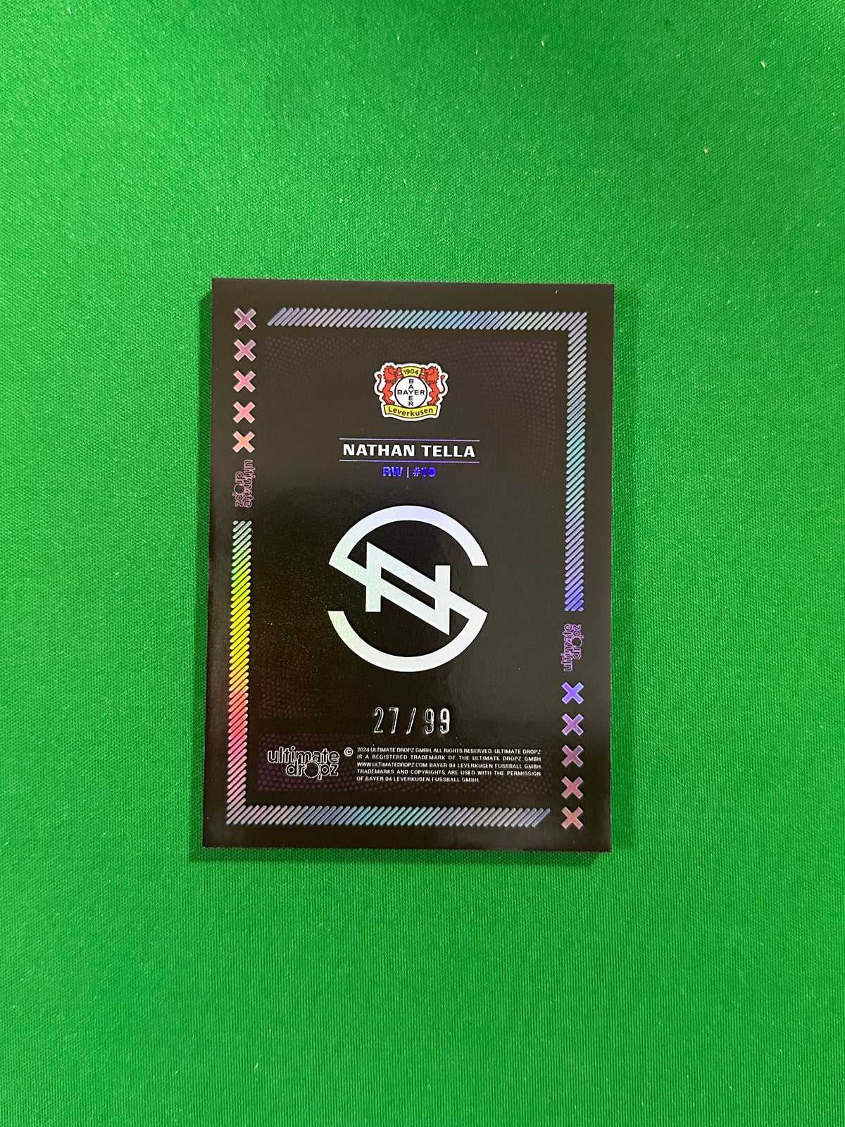 Nathan Tella Numbered Parallel 27/99 - Ultimate Dropz Bayer 04 Leverkusen Supernova 2024 - back