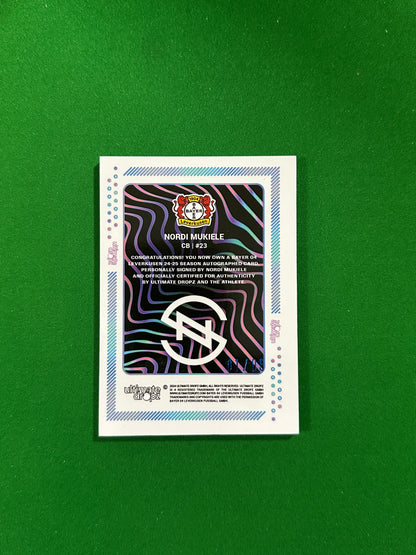 Nordi Mukiele On-card Autograph 01/05 - Ultimate Dropz Bayer 04 Leverkusen Supernova 2024 - back