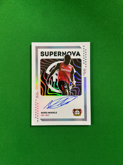 Nordi Mukiele On-card Autograph 16/26 - Ultimate Dropz Bayer 04 Leverkusen Supernova 2024 - front