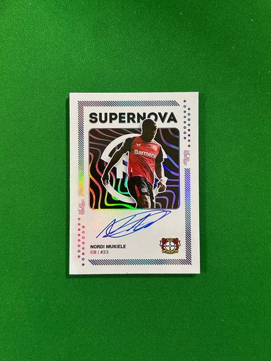 Nordi Mukiele On-card Autograph 16/26 - Ultimate Dropz Bayer 04 Leverkusen Supernova 2024 - front
