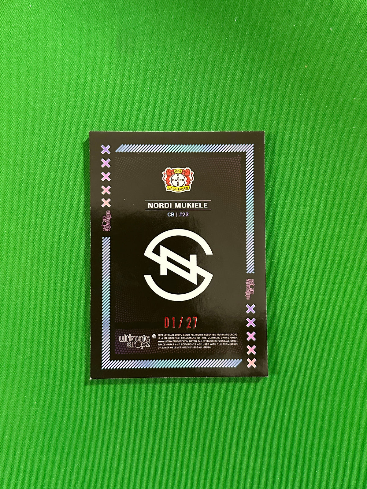 Nordi Mukiele Numbered Parallel 01/27 - Ultimate Dropz Bayer 04 Leverkusen Supernova 2024 - back