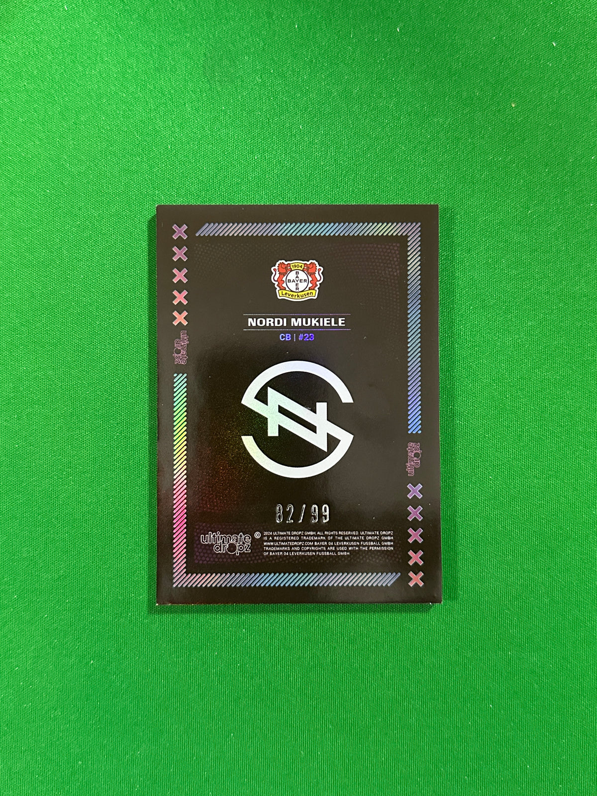 Nordi Mukiele Numbered Parallel 82/99 - Ultimate Dropz Bayer 04 Leverkusen Supernova 2024 - back