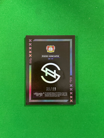 Piero Hincapie Numbered Parallel 39/99 - Ultimate Dropz Bayer 04 Leverkusen Supernova 2024 - back