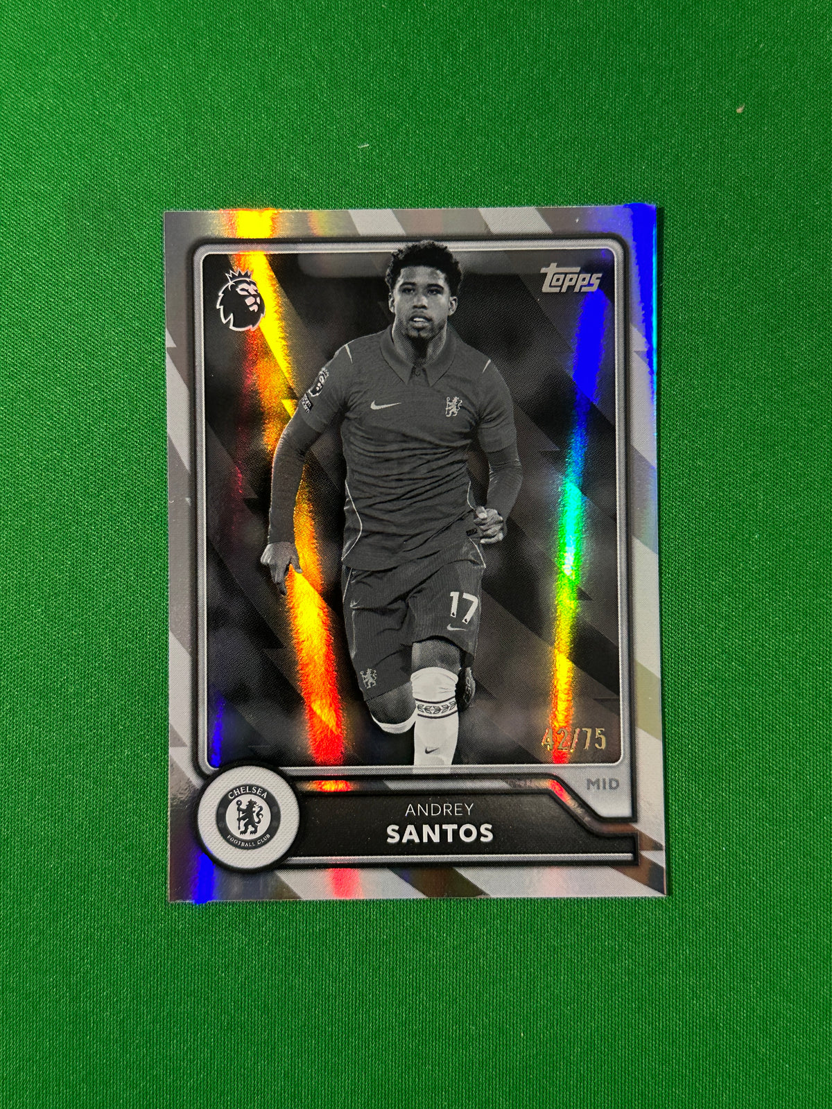 Andrey Santos Topps Premier League 2026/27 Black and White 42/75 #98 — front