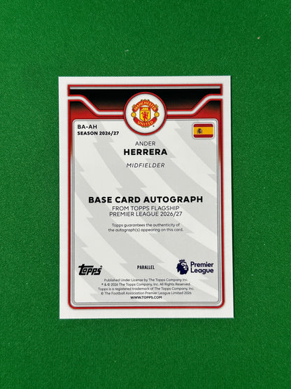 Ander Herrera Topps Premier League 2026/27 Autograph Green 62/99 #BA-AH — back