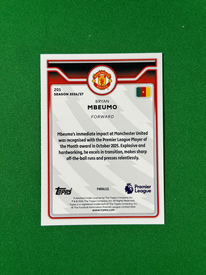Bryan Mbeumo Topps Premier League 2026/27 Gold 49/50 #201 — back