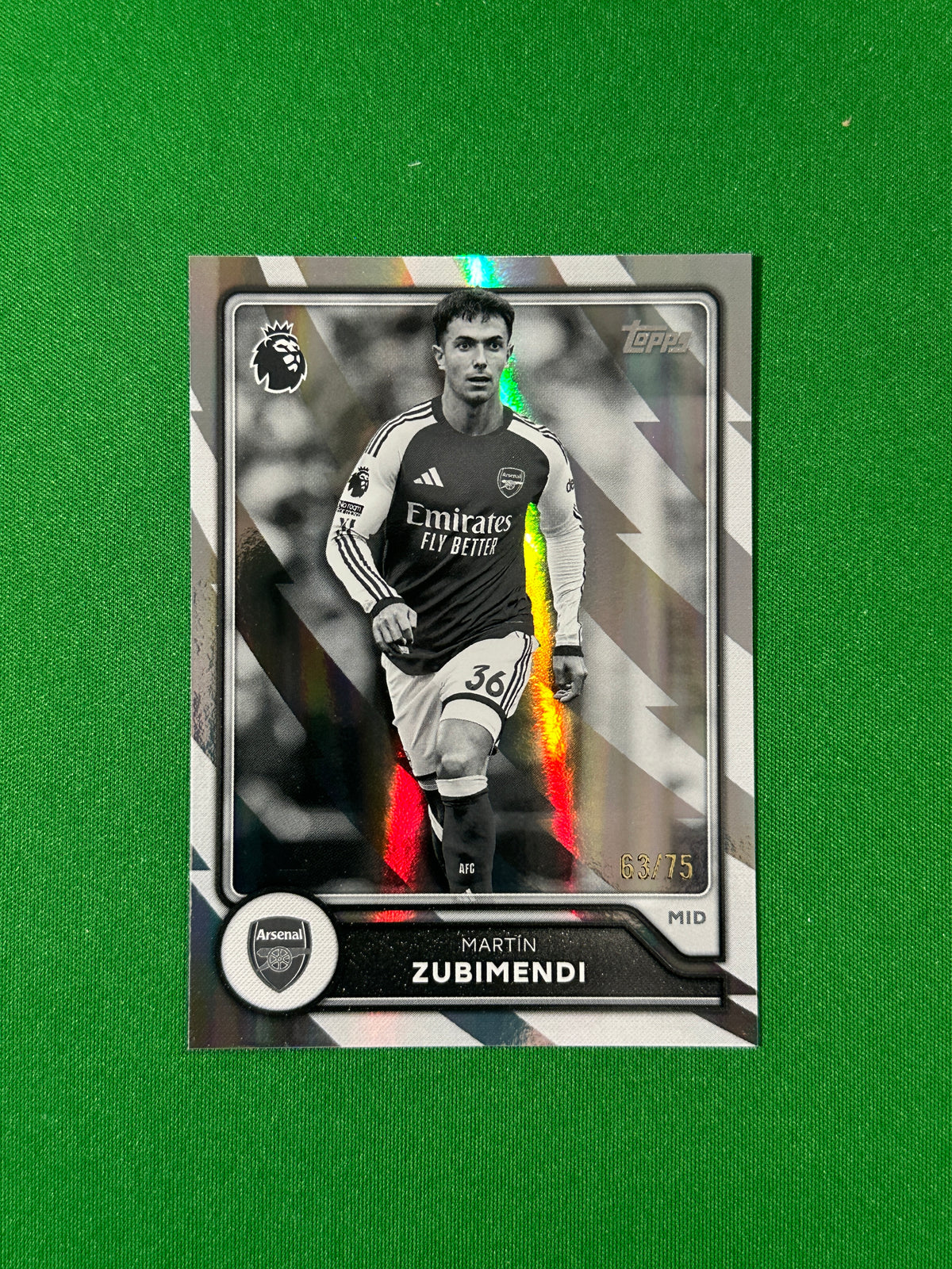 Martín Zubimendi Topps Premier League 2026/27 Black and White 63/75 #26 — front