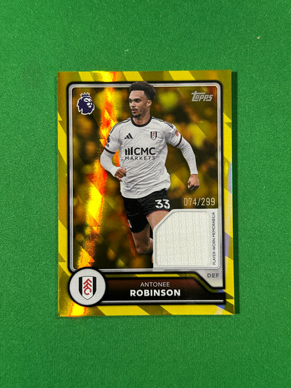 Antonee Robinson Topps Premier League 2026/27 Relic Yellow 074/299 #BR-AR — front