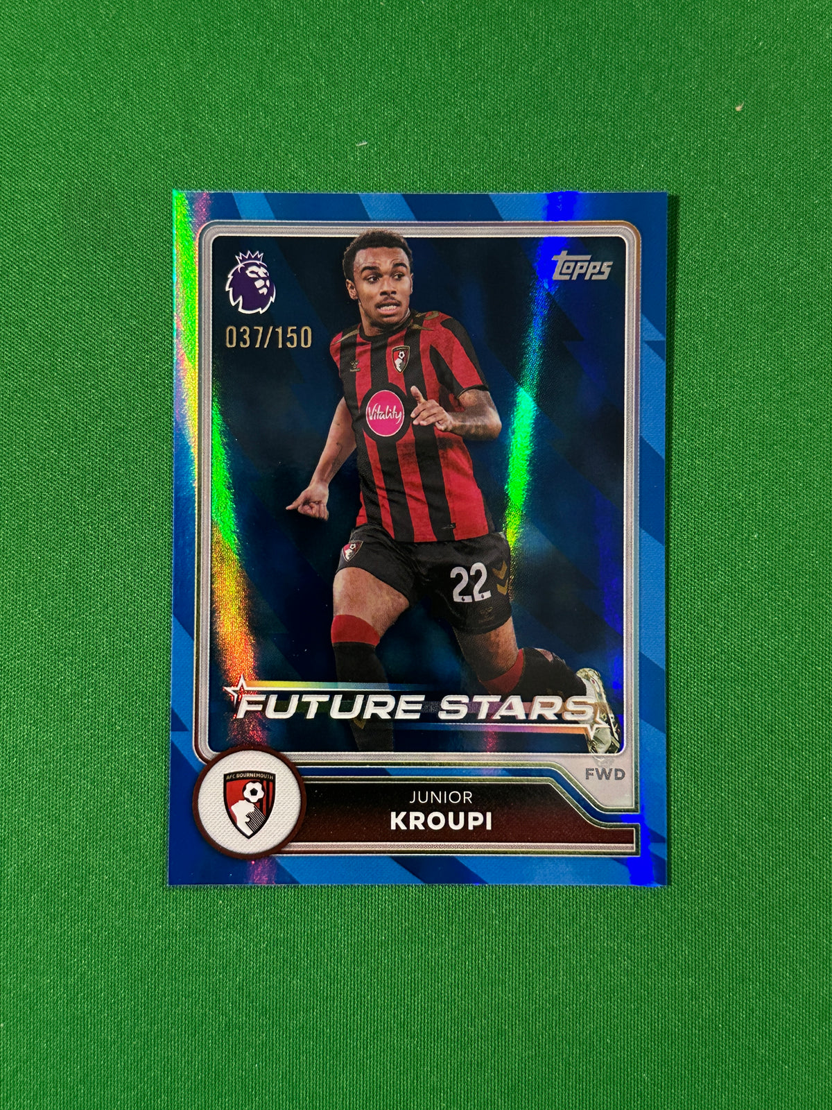 Junior Kroupi Topps Premier League 2026/27 Future Stars Blue 037/150 #4 — front