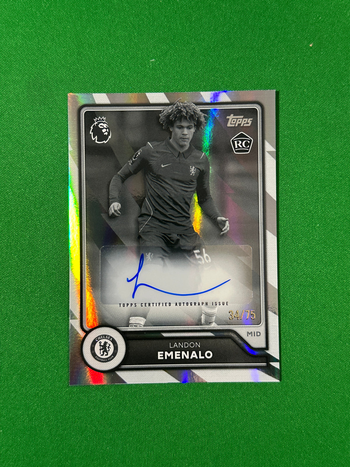Landon Emenalo Topps Premier League 2026/27 Autograph Black and White 34/75 #BA-LE — front