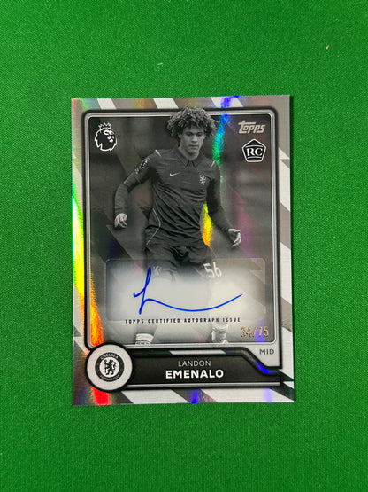 Landon Emenalo Topps Premier League 2026/27 Autograph Black and White 34/75 #BA-LE — front