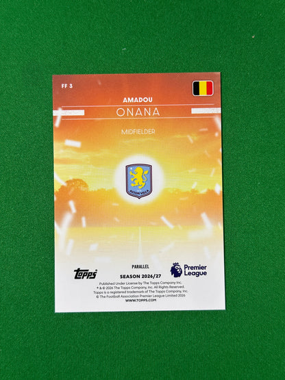 Amadou Onana Topps Premier League 2026/27 Flying the Flag Black and White 54/75 #FF-3 — back