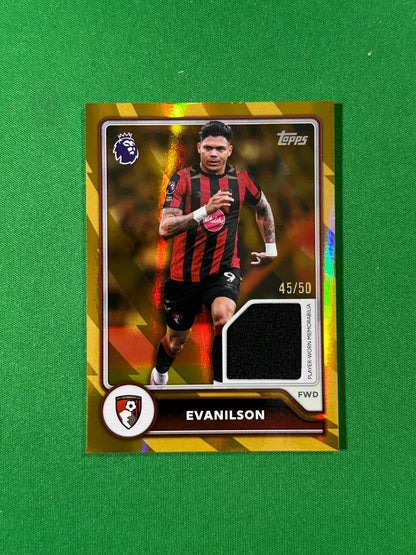 Evanilson Topps Premier League 2026/27 Relic Gold 45/50 #BR-EV — front