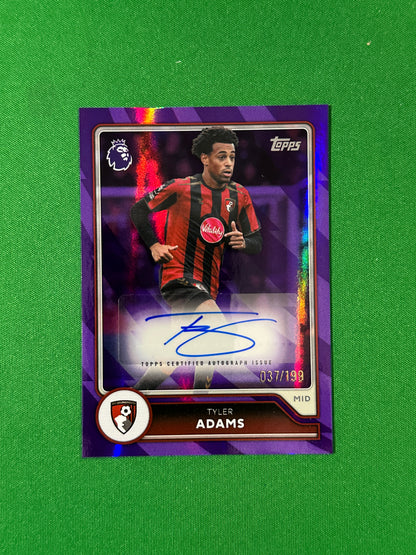 Tyler Adams Topps Premier League 2026/27 Autograph Purple 037/199 #BA-TAD — front