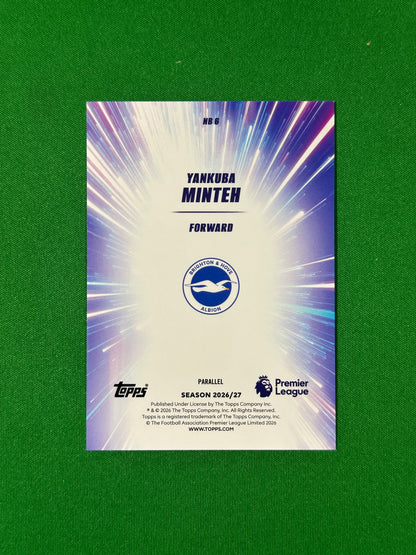 Yankuba Minteh Topps Premier League 2026/27 Nitro Boost Blue 122/150 #NB-6 — back