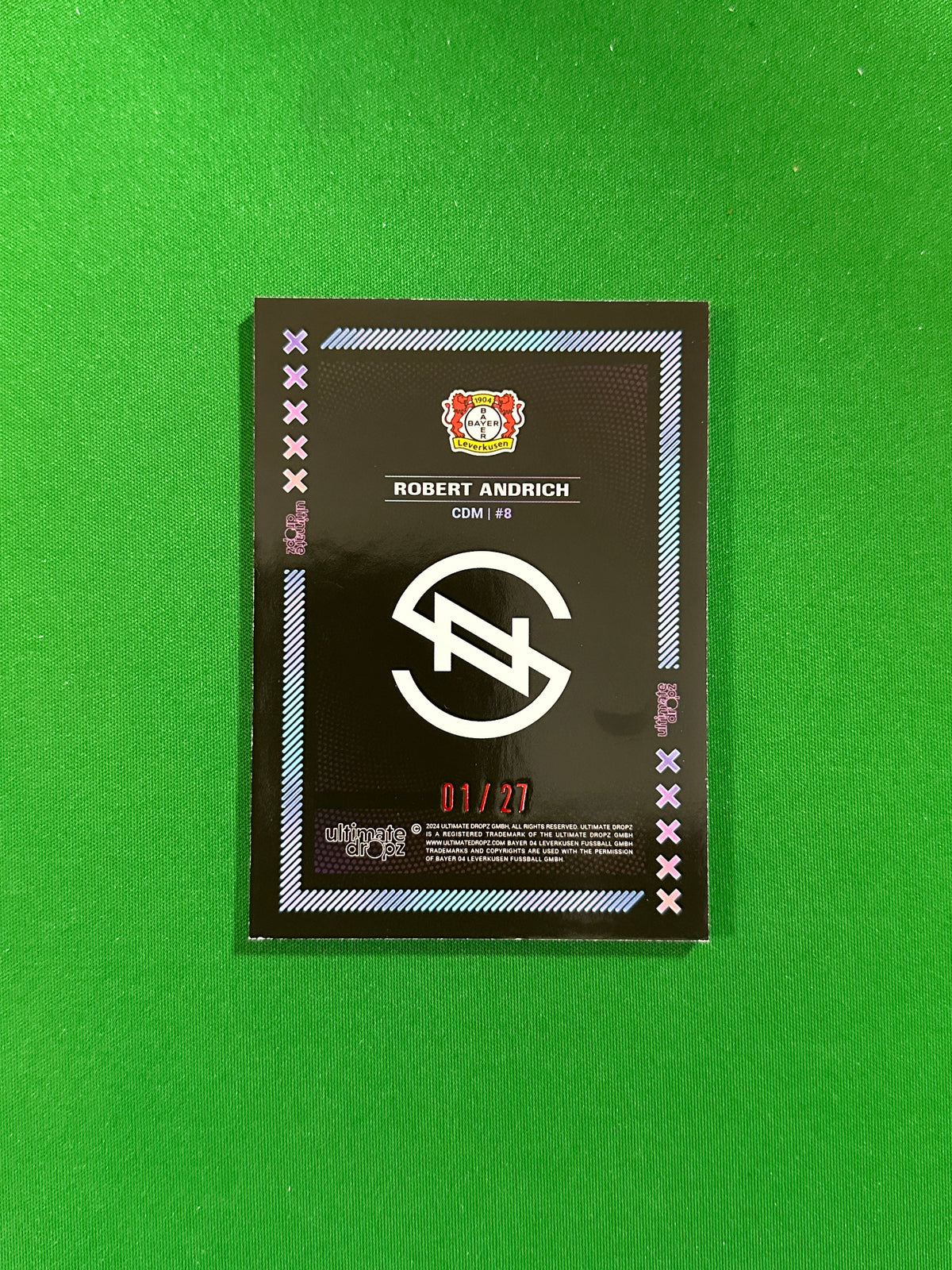 Robert Andrich Numbered Parallel 01/27 - Ultimate Dropz Bayer 04 Leverkusen Supernova 2024 - back