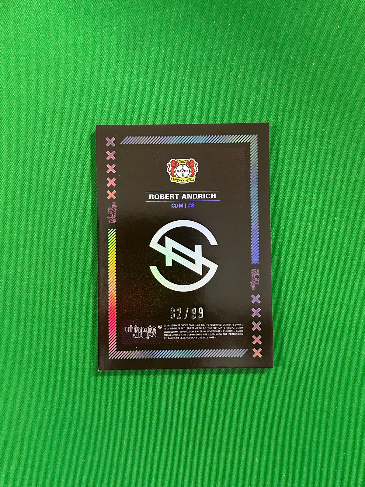 Robert Andrich Numbered Parallel 32/99 - Ultimate Dropz Bayer 04 Leverkusen Supernova 2024 - back