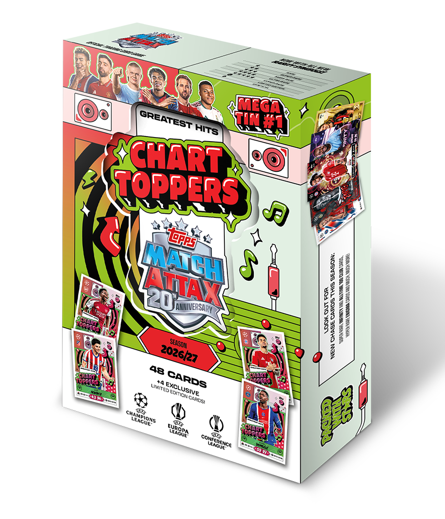 Topps Match Attax 2026/27 Mega Tin – Chart Toppers 소매 포장