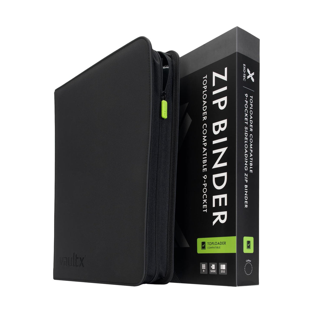 Vault X black 9-Pocket Toploader Compatible Zip Binder